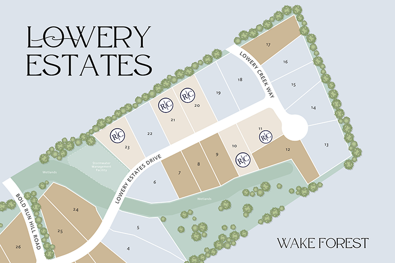 For the map - Lowery Estates in Wake Forest - map of available lots